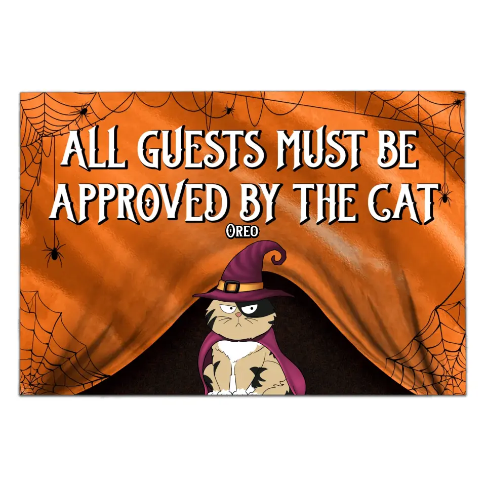 All Guests Must Be Approved By Our Cats - Personalized Doormat, Halloween Gift - DM178AN