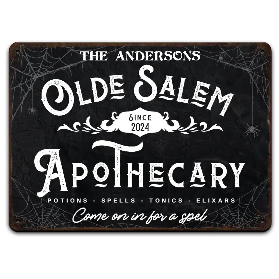 Olde Salem Apothecary - Personalized Metal Sign, Halloween Sign, Home Decor - MTS199AN