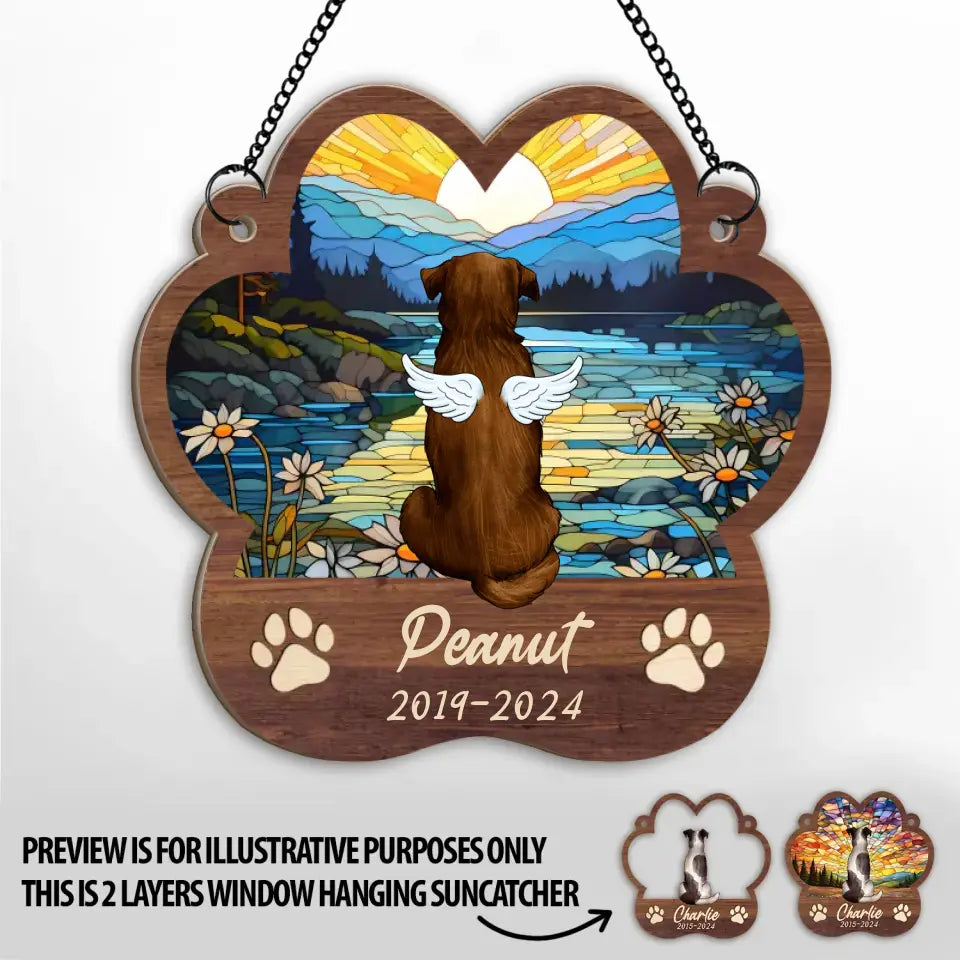 Dog Memorial Paw Print - Personalized Window Hanging Suncatcher, Pet Memorial Gift - WHS72YV