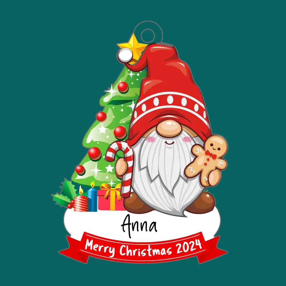 Gnome Family Christmas Tree - Personalized Acrylic Ornament, Family Christmas Ornament - ORN163TL