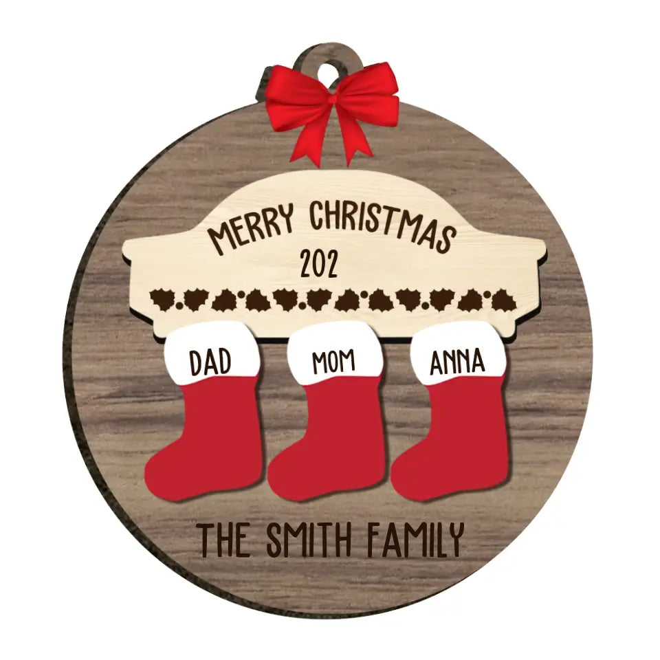 Personalized Family Christmas Ornaments - Personalized Wooden Christmas Ornament