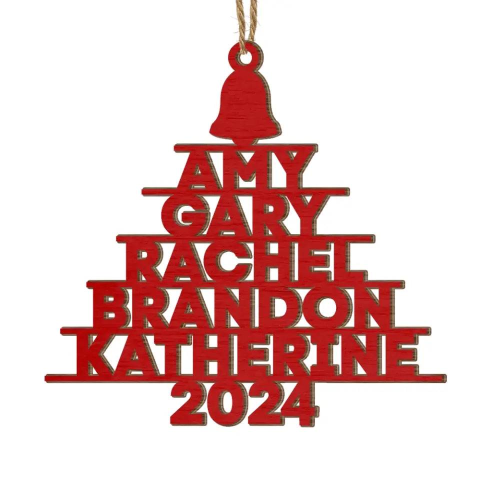 Camping Christmas Tree Name - Personalized Wooden Ornament, Family Name - ORN181