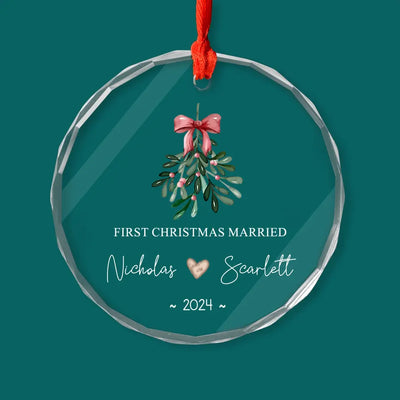 First Christmas Married - Personalized Glass Ornament, Mr Mrs Ornament, Wedding Gift, Our First Christmas Ornament - GO156TL