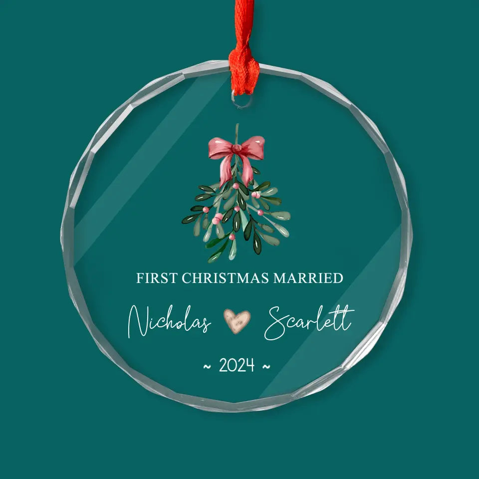 First Christmas Married - Personalized Glass Ornament, Mr Mrs Ornament, Wedding Gift, Our First Christmas Ornament - GO156TL