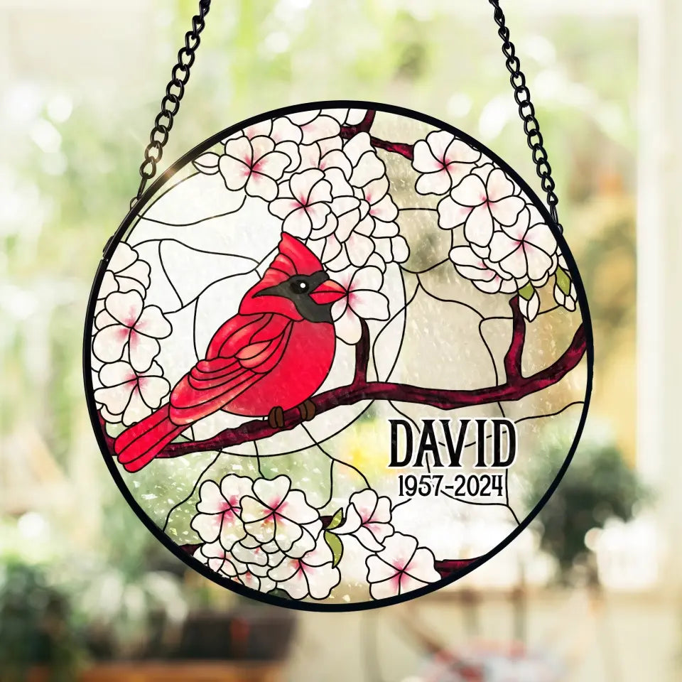 Cardinals Appear When Angels Are Near - Personalized Window Stained Glass - WSG81TL