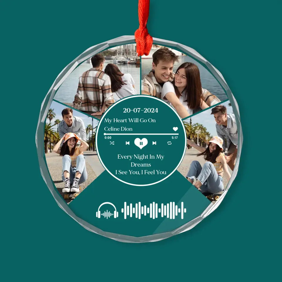 Couple Music Lover - Personalized Glass Ornament, Photo Ornament, Custom Music Ornament with Photos - GO169TL