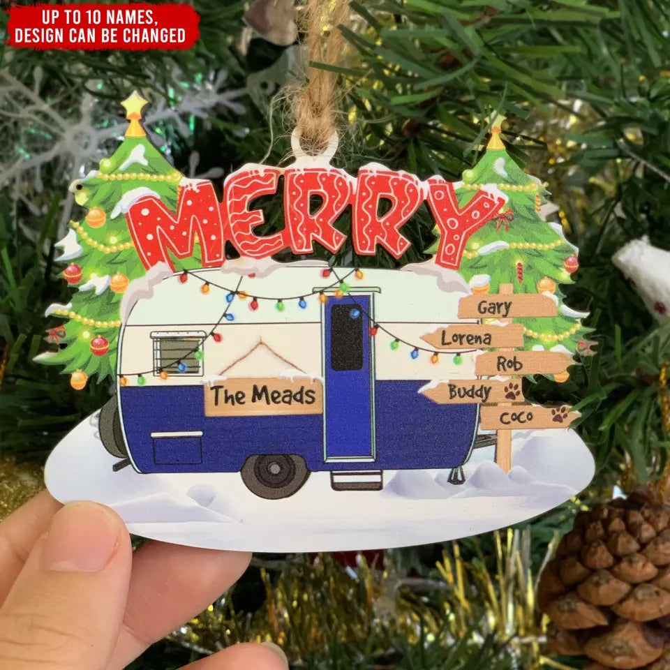 Merry Christmas Couple Camping Christmas Ornament, Gift For Camping Lover - OCP405