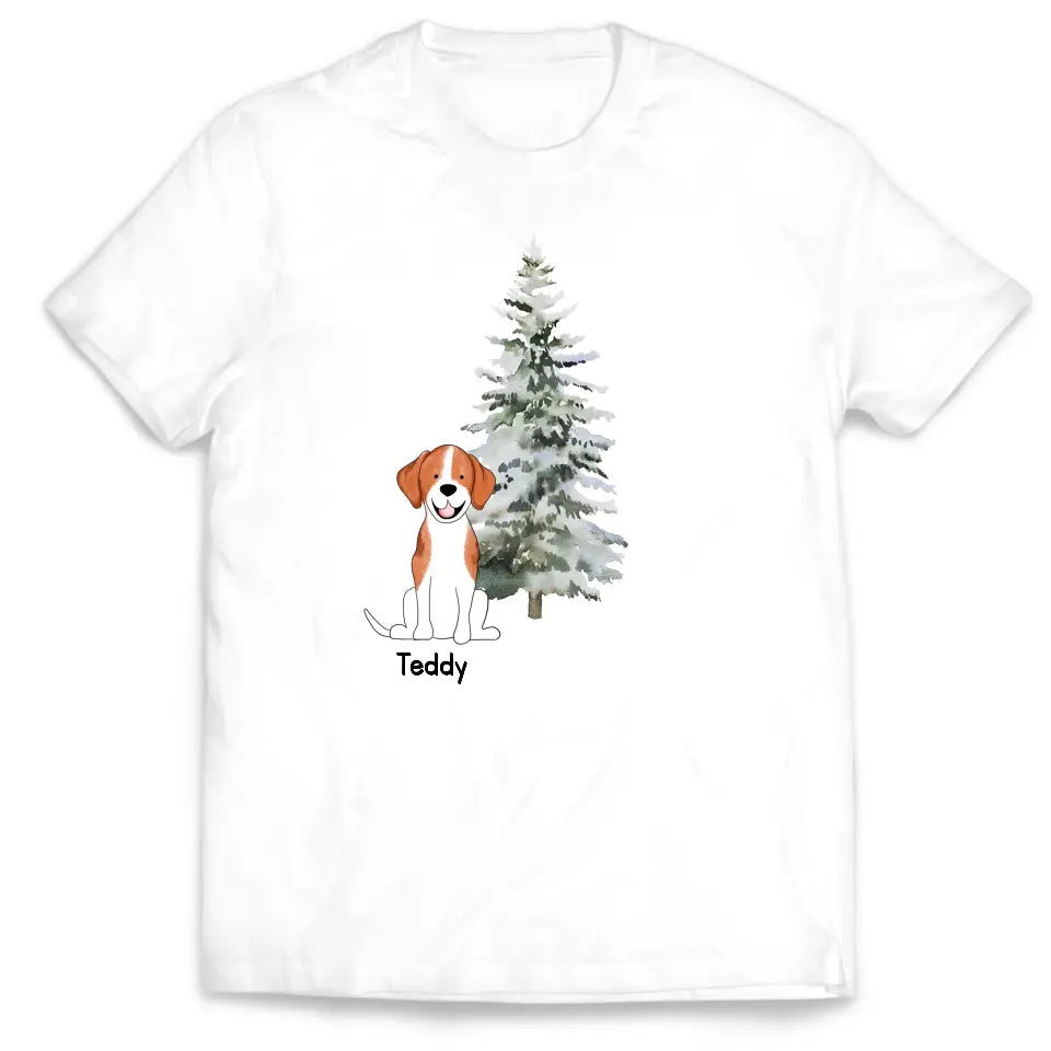 Custom Dog Christmas Tree With Dogs - Personalized T-Shirt, Christmas T-shirt, Christmas For Dog - TS182TL