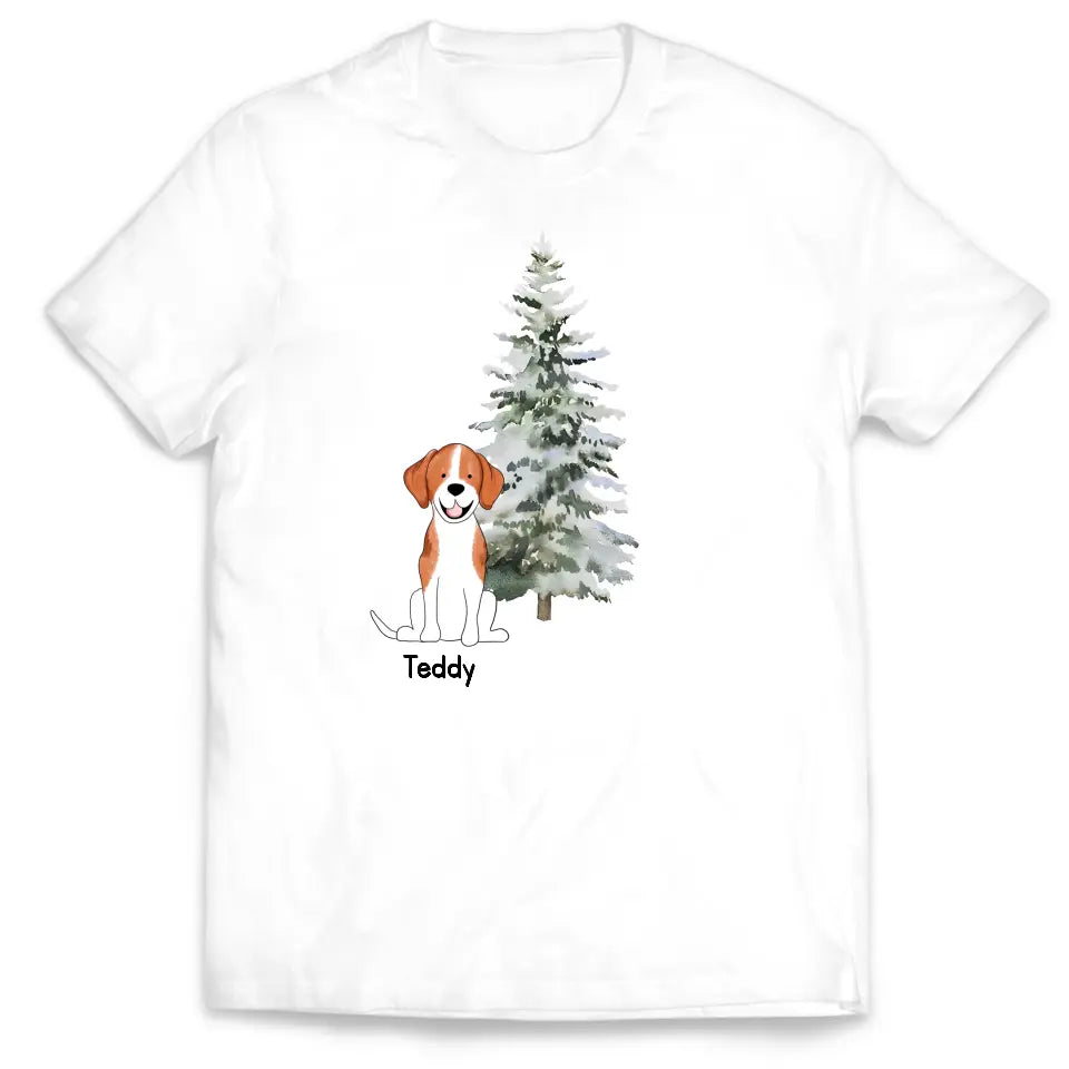 Custom Dog Christmas Tree With Dogs - Personalized T-Shirt, Christmas T-shirt, Christmas For Dog - TS182TL