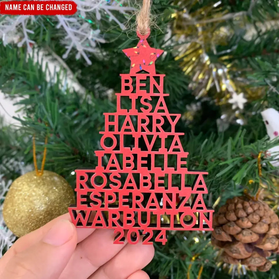 Family Christmas Custom Name - Personalized Wooden Ornament, Gift For Christmas - ORN117