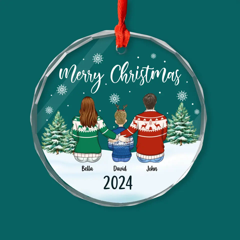 Family and Pet Christmas - Personalized Glass Ornament, Custom Family Christmas Ornament with Pets - GO165TL