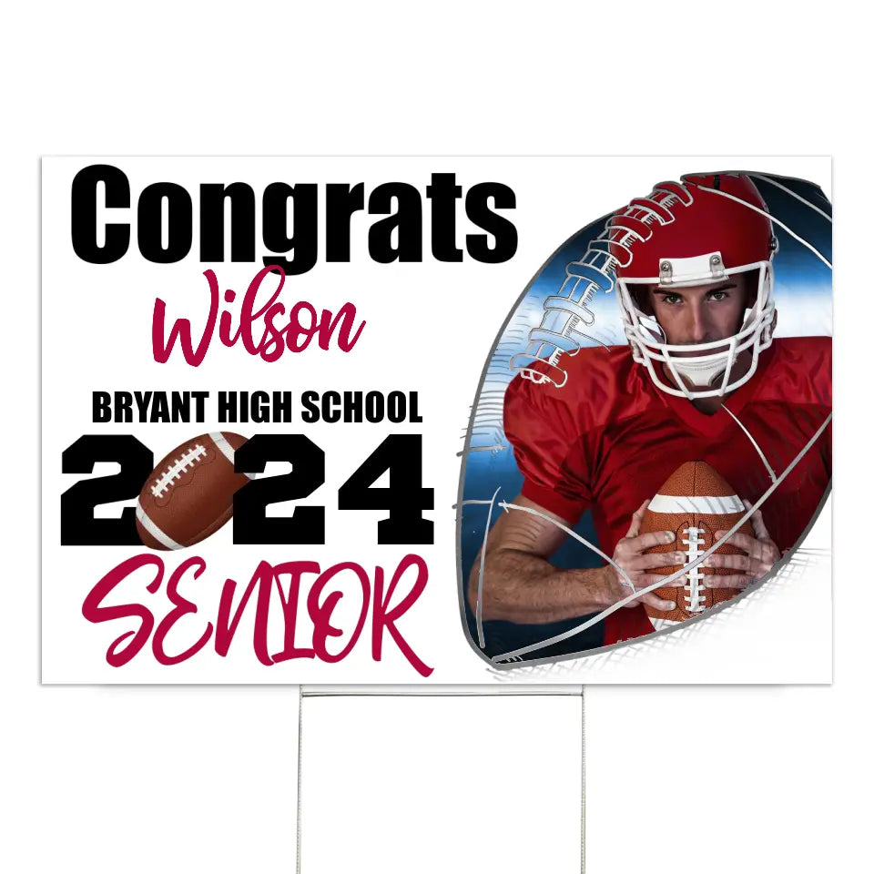 custom football helmet yard signs Custom 2024 Senior Football - Personalized Yard Sign, Football Season