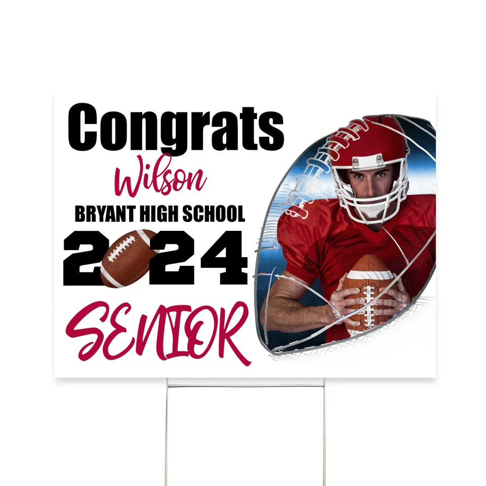 Custom 2024 Senior Football - Personalized Yard Sign, Football Season Decor, Gift for Football Players - YS56YV