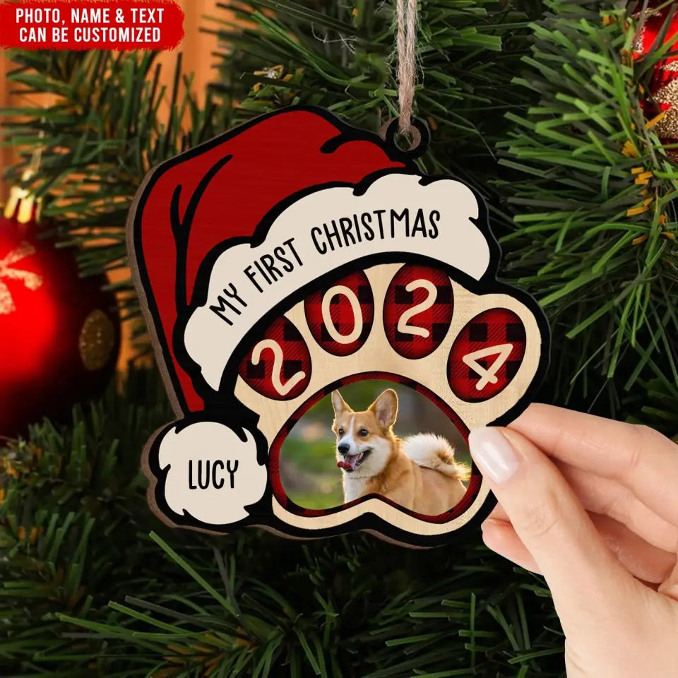 My First Christmas - Personalized Wooden Ornament, Christmas Gift For Dog Lovers - ORN132