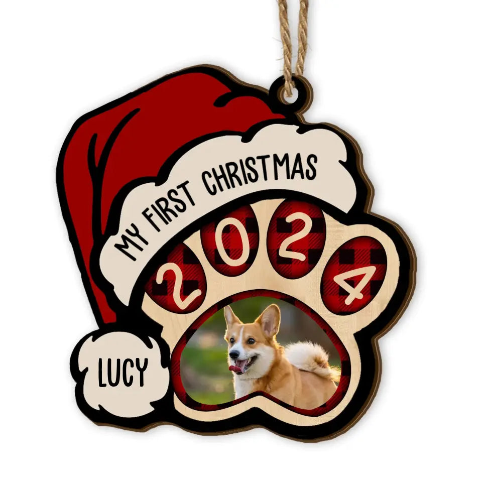 My First Christmas - Personalized Wooden Ornament, Christmas Gift For Dog Lovers - ORN132