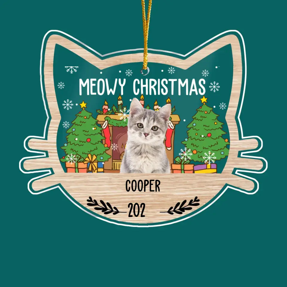 Meowy Christmas - Personalized Acrylic Ornament, Christmas Ornament For Cat Lover - ORN230