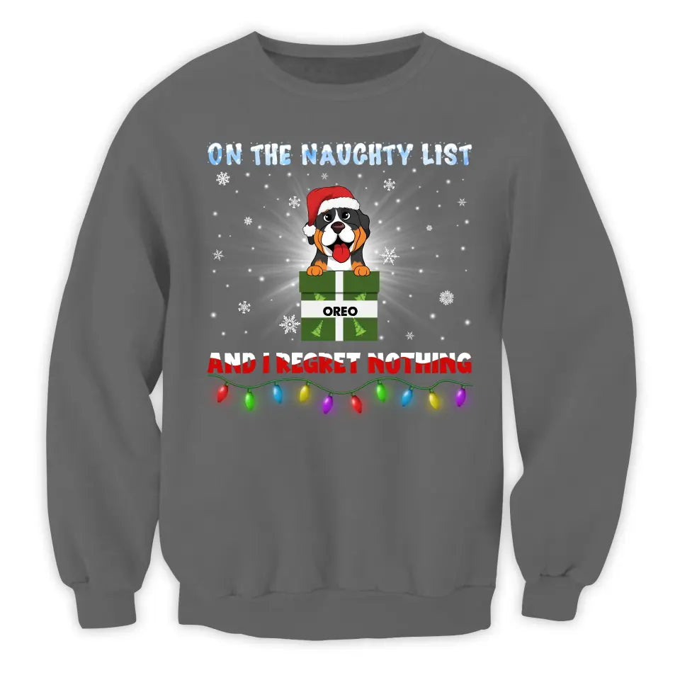 On The Naughty List And We Regret Nothing - Personalized T-Shirt, Christmas Gift For Dog Lovers - TS198AN