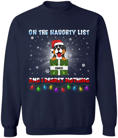 On The Naughty List And We Regret Nothing - Personalized T-Shirt, Christmas Gift For Dog Lovers - TS198AN