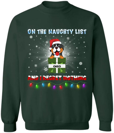 On The Naughty List And We Regret Nothing - Personalized T-Shirt, Christmas Gift For Dog Lovers - TS198AN