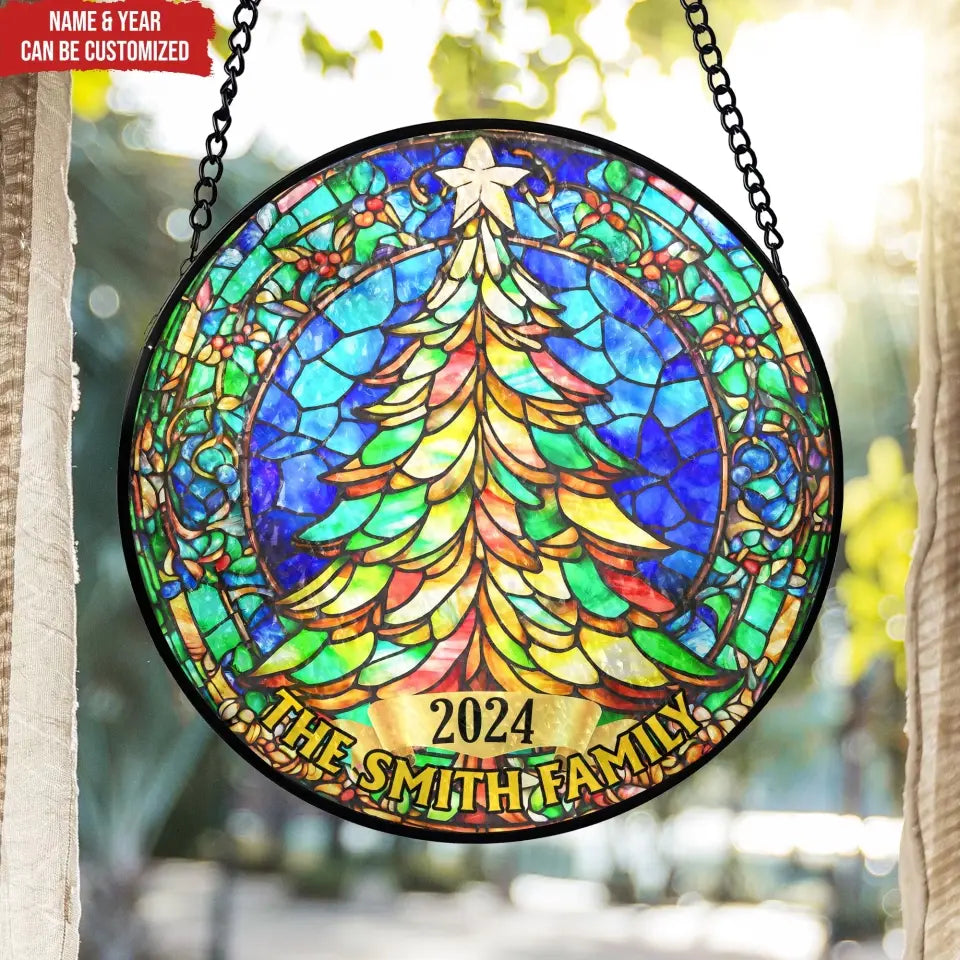 Christmas Tree 2024 3D Effect - Personalized Window Stained Glass, Christmas Decor - WSG229AN