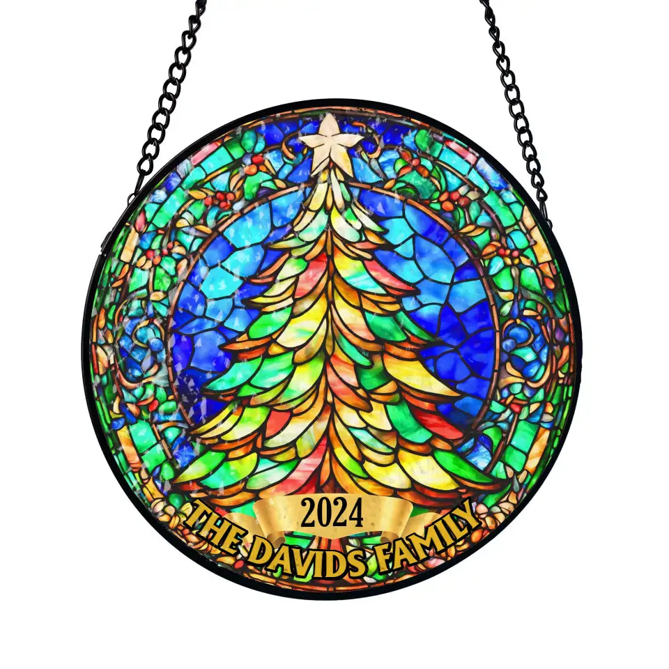 Christmas Tree 2024 3D Effect - Personalized Window Stained Glass, Christmas Decor - WSG229AN