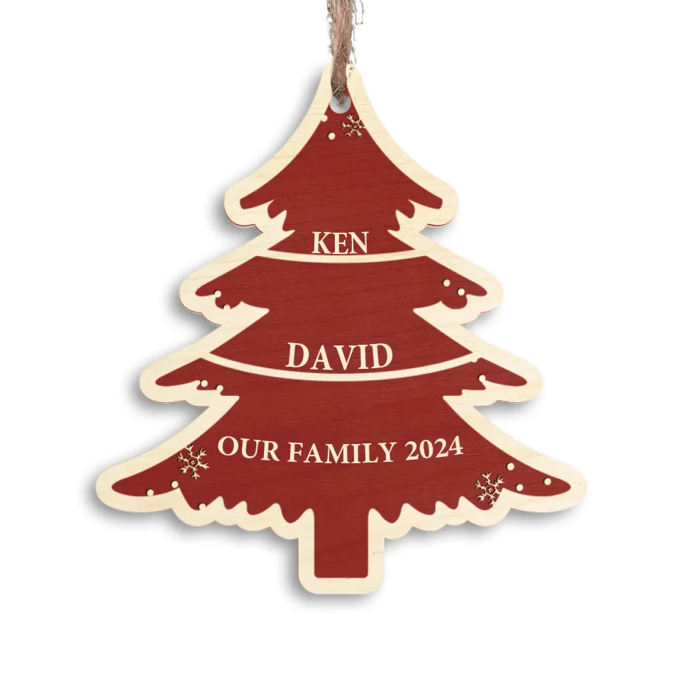 Christmas Tree Family Names - Personalized 2 Layer Wooden Ornament, Family Christmas, Family Ornament - ORN192TL