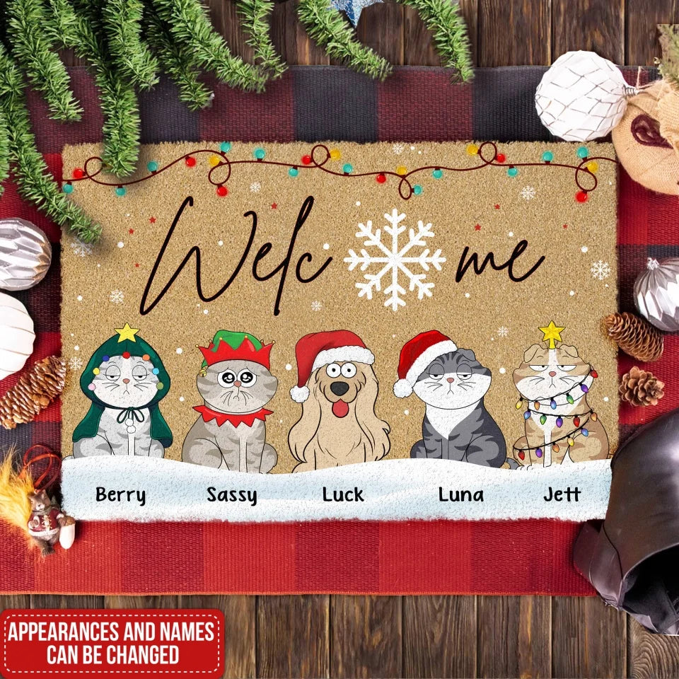 Welcome To Our Home - Personalized Doormat, Christmas Gift For Pet Lover - DM215TL