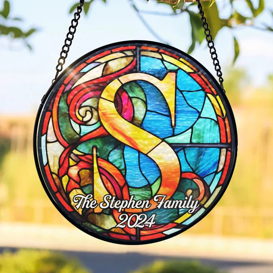 Vibrant Alphabet - Personalized Window Stained Glass Hanging, Family Decor - WSG223AN