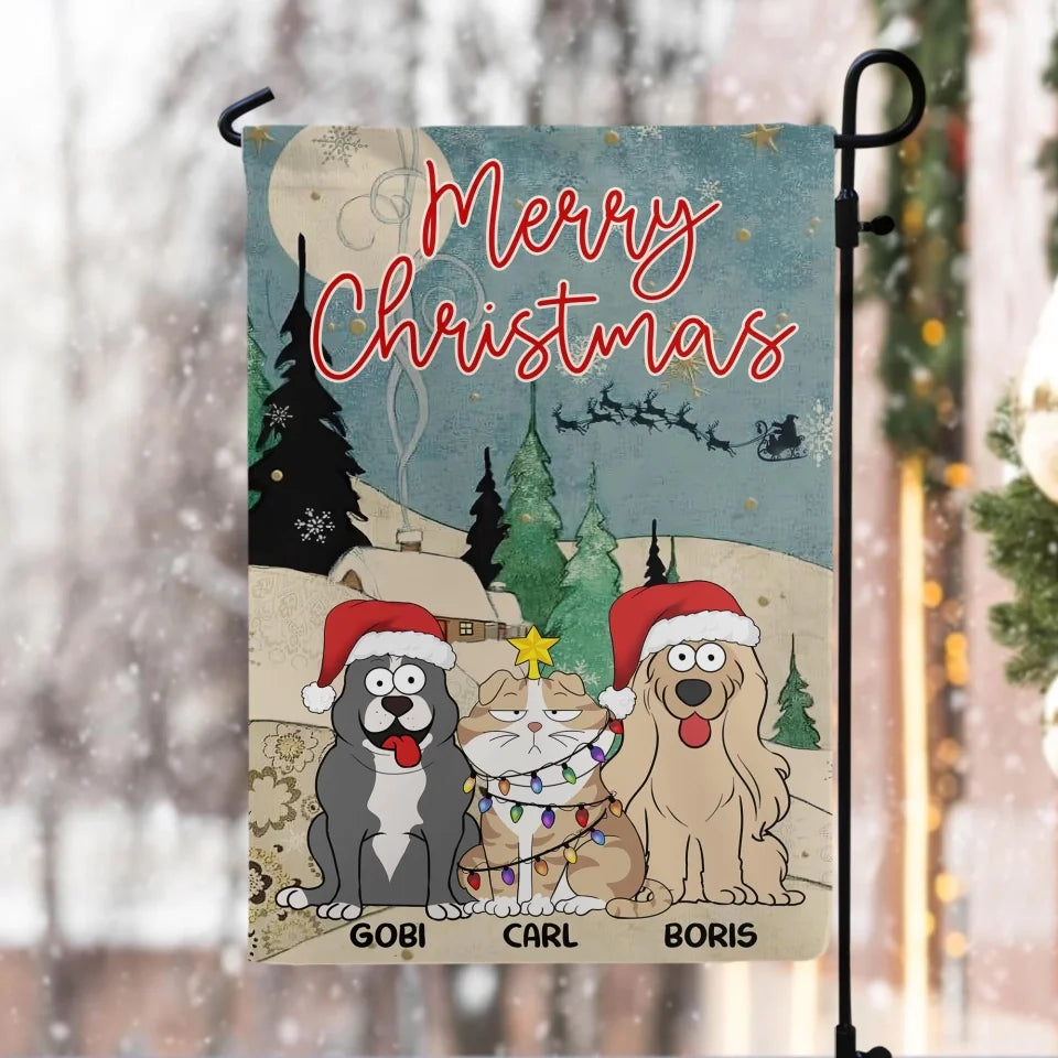 Custom Pet Merry Christmas - Personalized Garden Flag, Christmas Gift for Pet Lover, dog lover garden flag, custom dog garden flag, dog garden flags,garden flag, personalized garden flag,dog lover gift, dog lover, dog,gifts for dog lovers,dog,Garden decor, house flag, flag, custom garden flag, custom flag, garden sign, garden gifts, garden