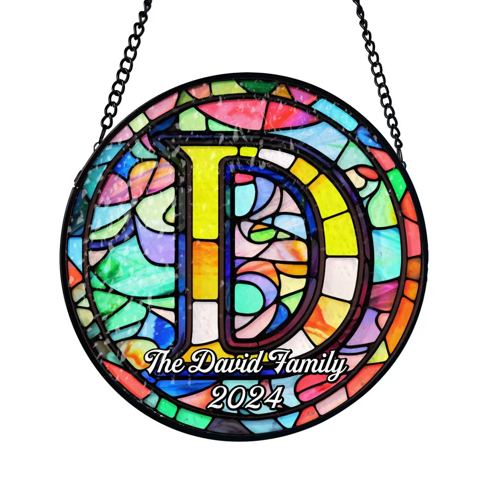 Vibrant Alphabet - Personalized Window Stained Glass Hanging, Family Decor - WSG223AN