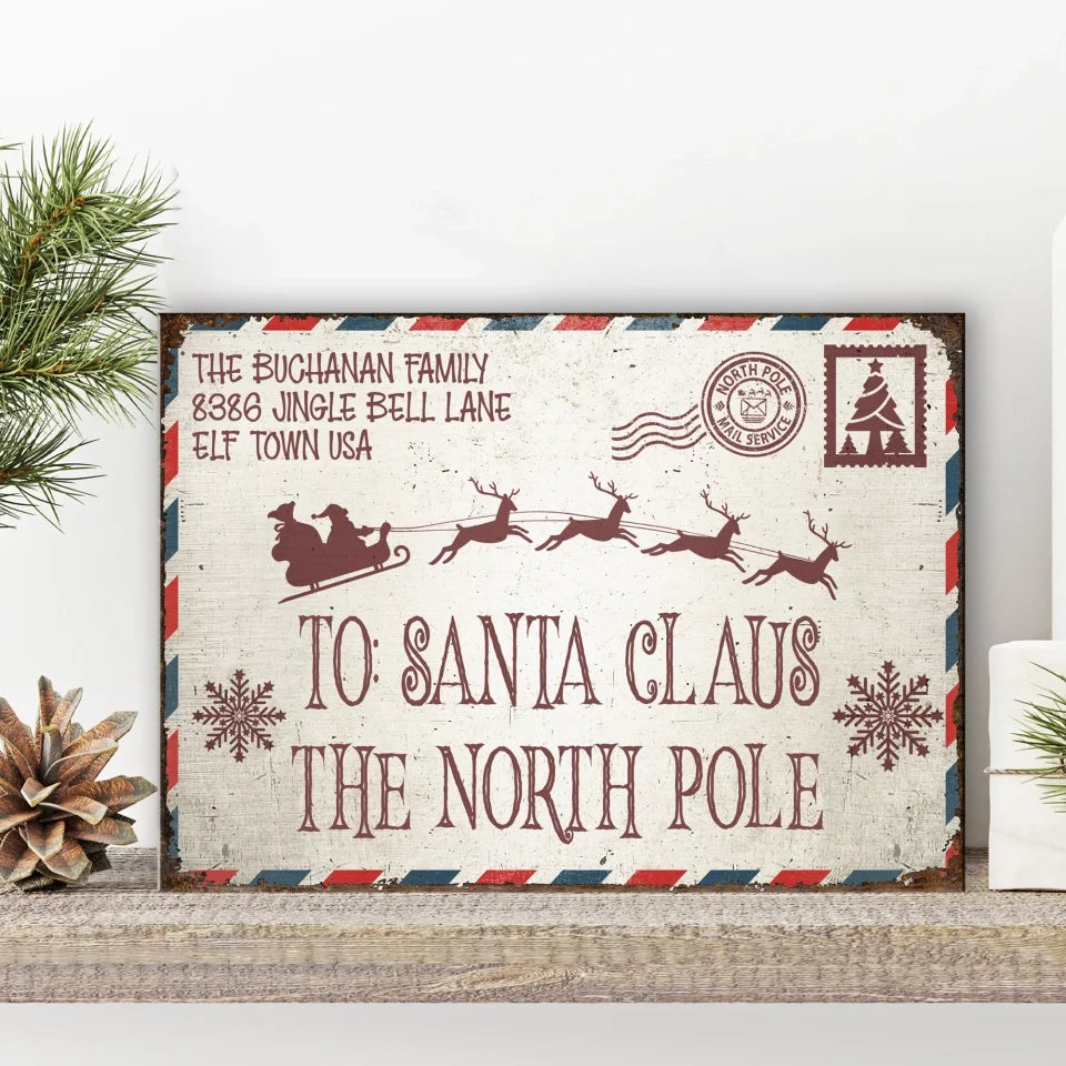 Santa North Pole - Personalized Metal Sign, Christmas Sign, Christmas Gift For Family - MTS218TL