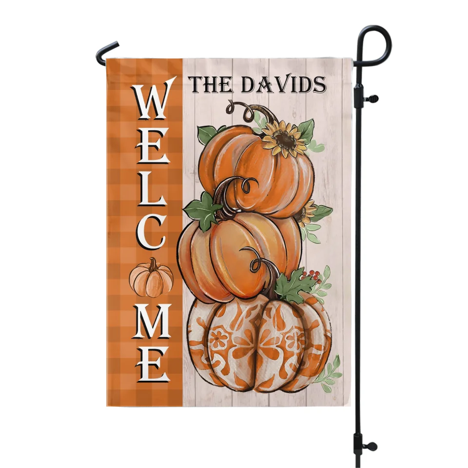 Welcome Flag Idea Gift For Fall - Personalized Garden Flag, Gift For Fall/ Autumn, Family Decor - GF249AN