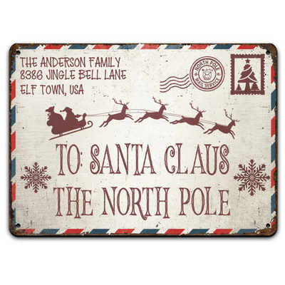 Santa North Pole - Personalized Metal Sign, Christmas Sign, Christmas Gift For Family - MTS218TL