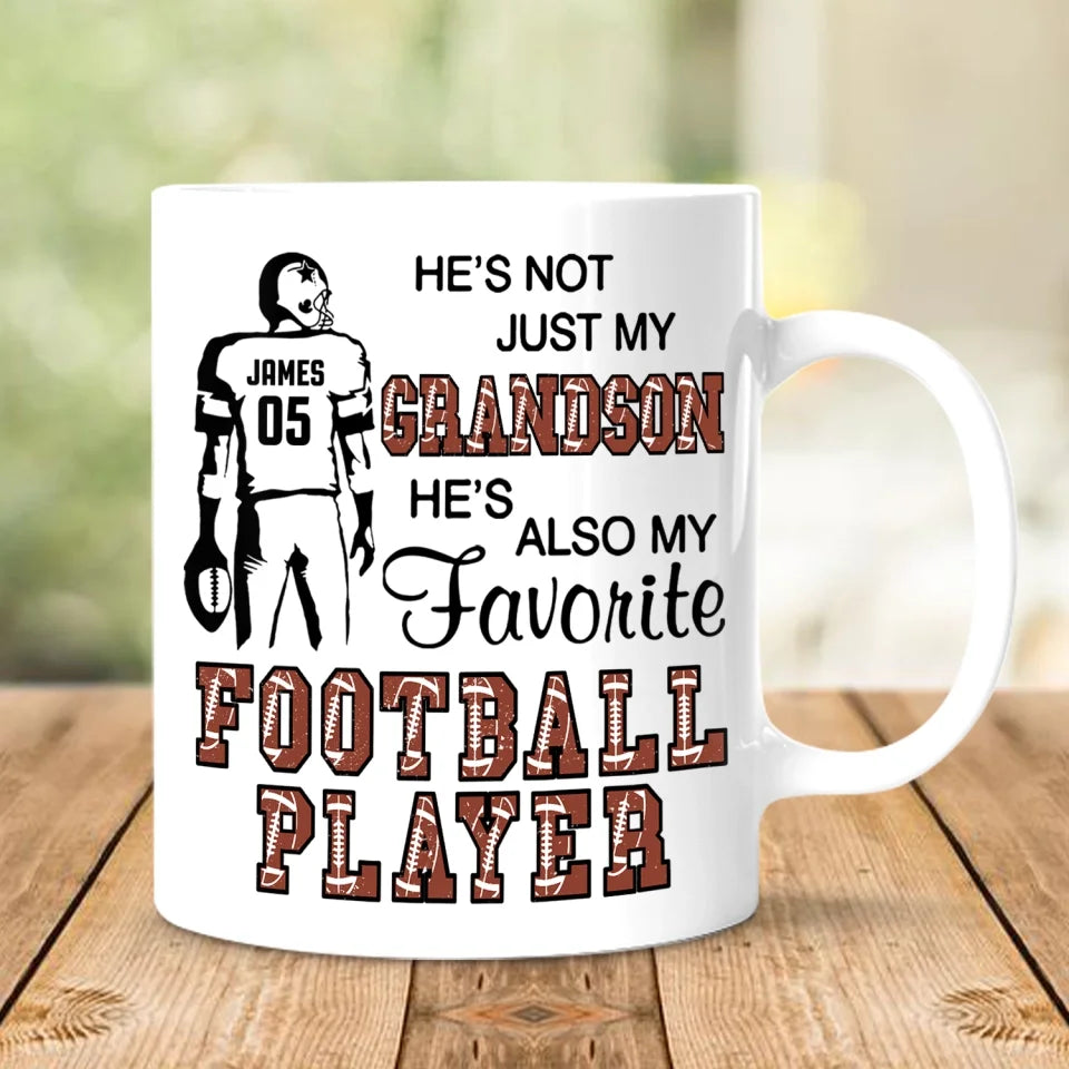 My Grandson Is A Football Player - Personalized Mug, Gift For Football Fan - M91YV