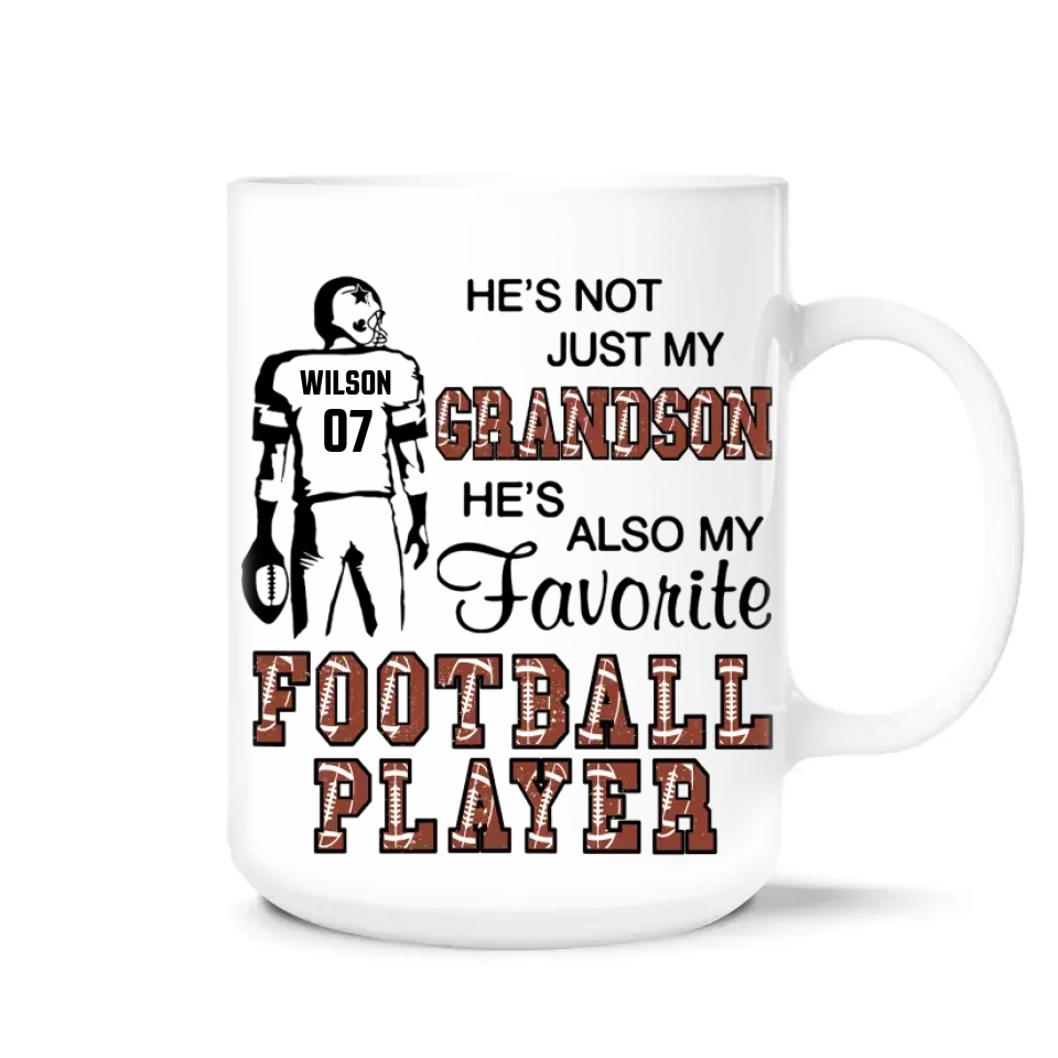 My Grandson Is A Football Player - Personalized Mug, Gift For Football Fan - M91YV