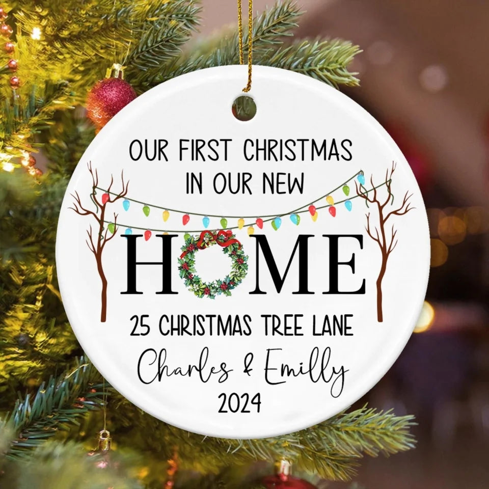 Our First Christmas In New Home - Personalized Ceramic Ornament, Gift For Couple/ New Married - ORN245AN