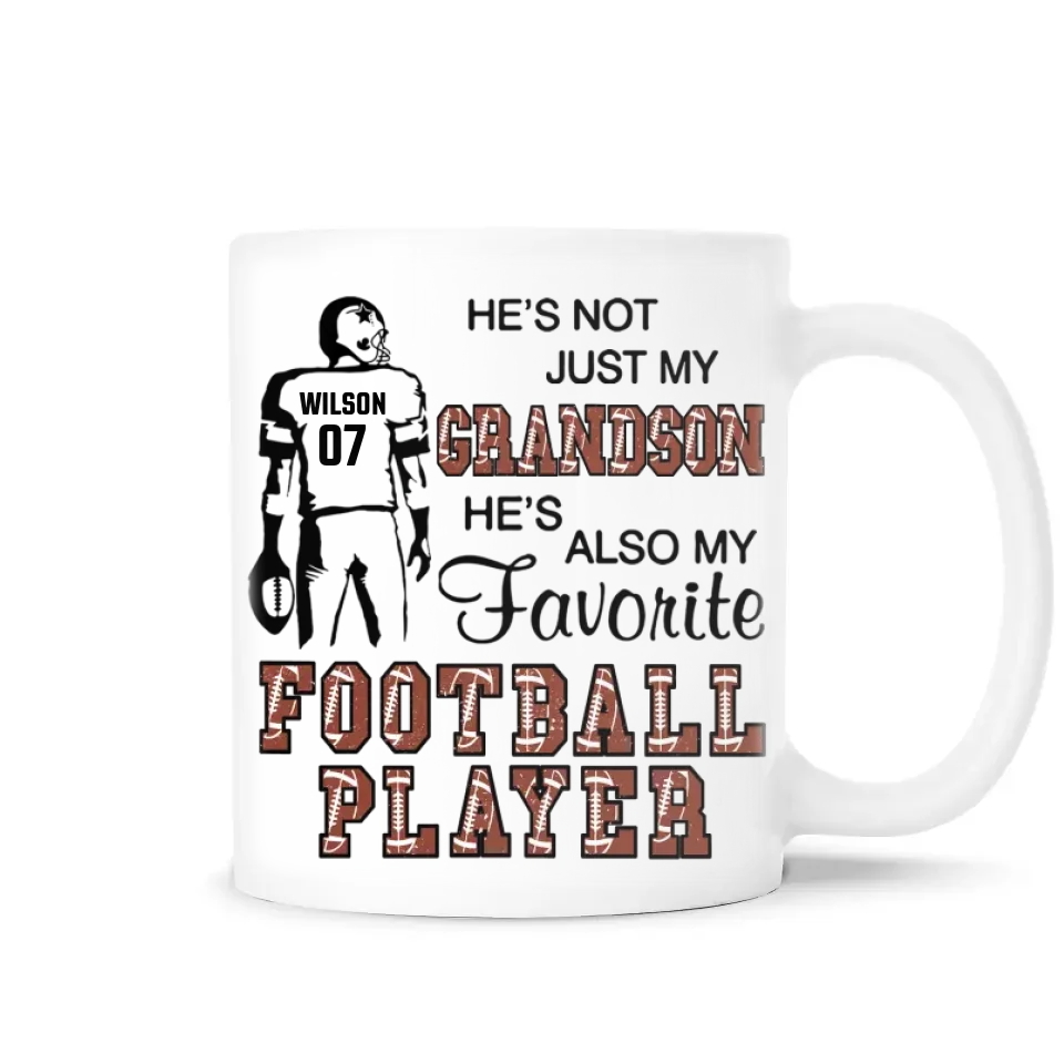 My Grandson Is A Football Player - Personalized Mug, Gift For Football Fan - M91YV