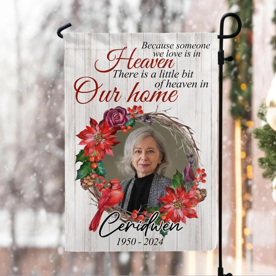 Merry Christmas In Heaven - Personalized Garden Flag, Christmas Memorial Gift - GF216TL