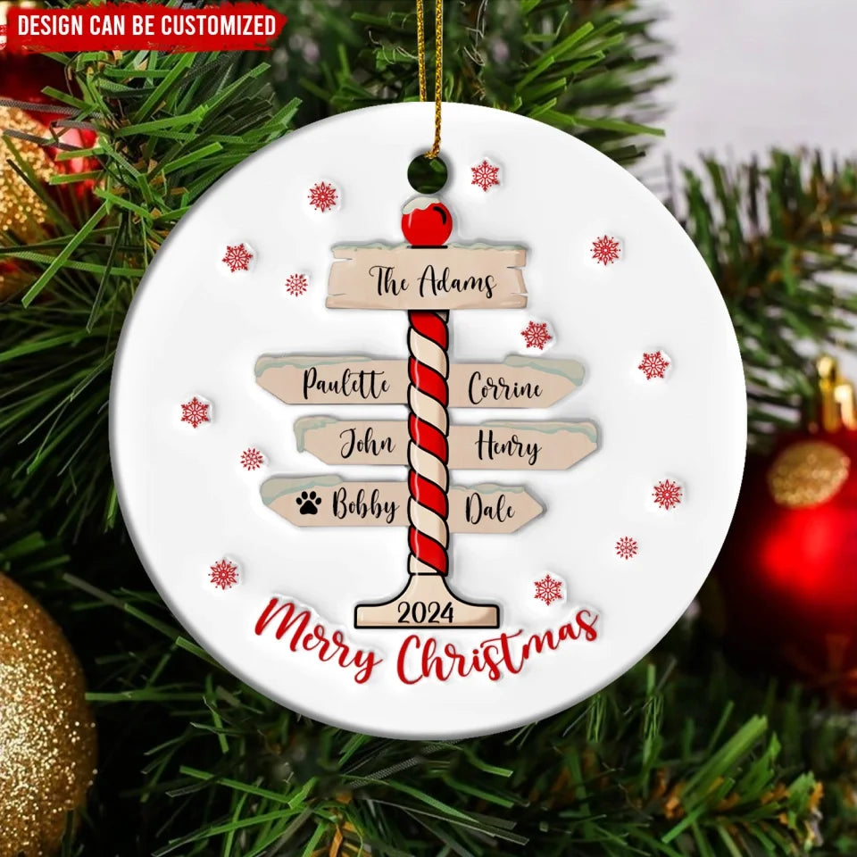 Christmas Tree Ornament With Family Names - Personalized 3D Inflated Effect Printed Ornament - ORN200TL