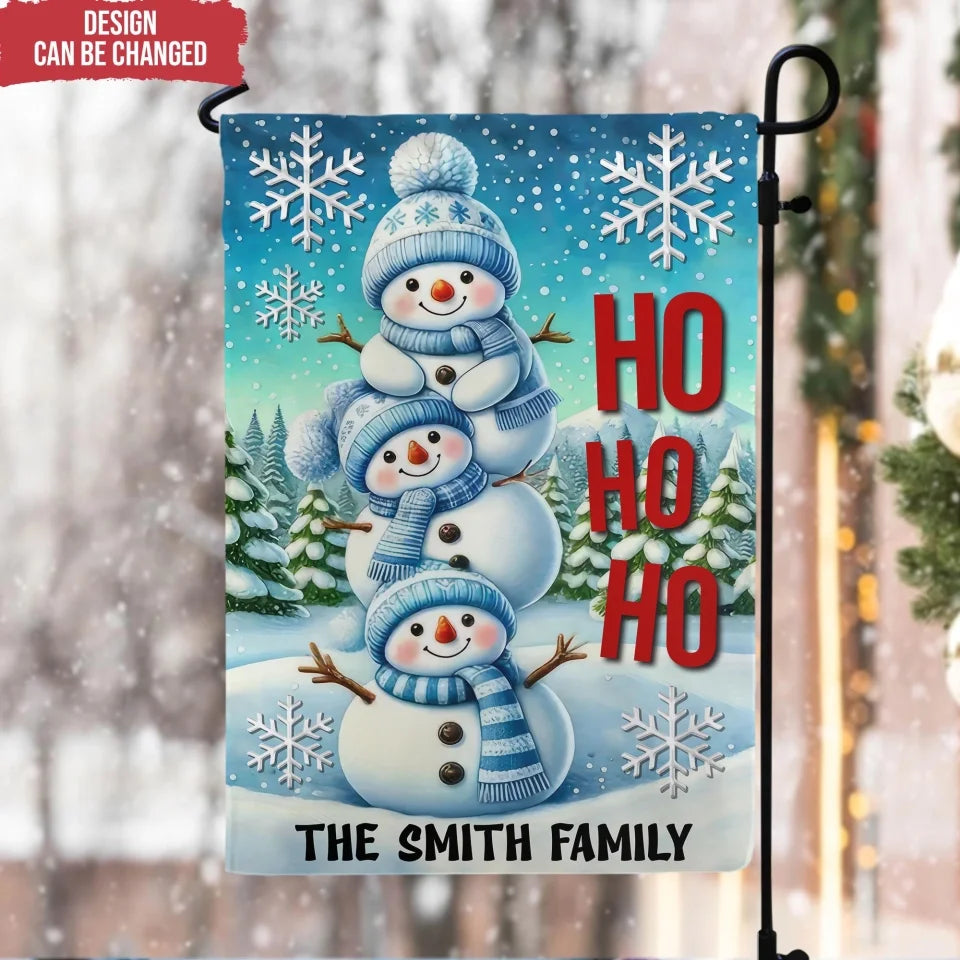 Christmas Snowman Ho Ho Ho - Personalized Garden Flag, Christmas Decoration, Home Decor - GF237AN