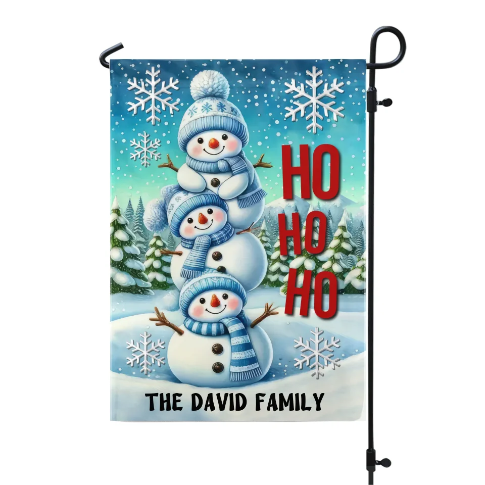 Christmas Snowman Ho Ho Ho - Personalized Garden Flag, Christmas Decoration, Home Decor - GF237AN