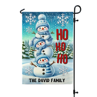 Christmas Snowman Ho Ho Ho - Personalized Garden Flag, Christmas Decoration, Home Decor - GF237AN