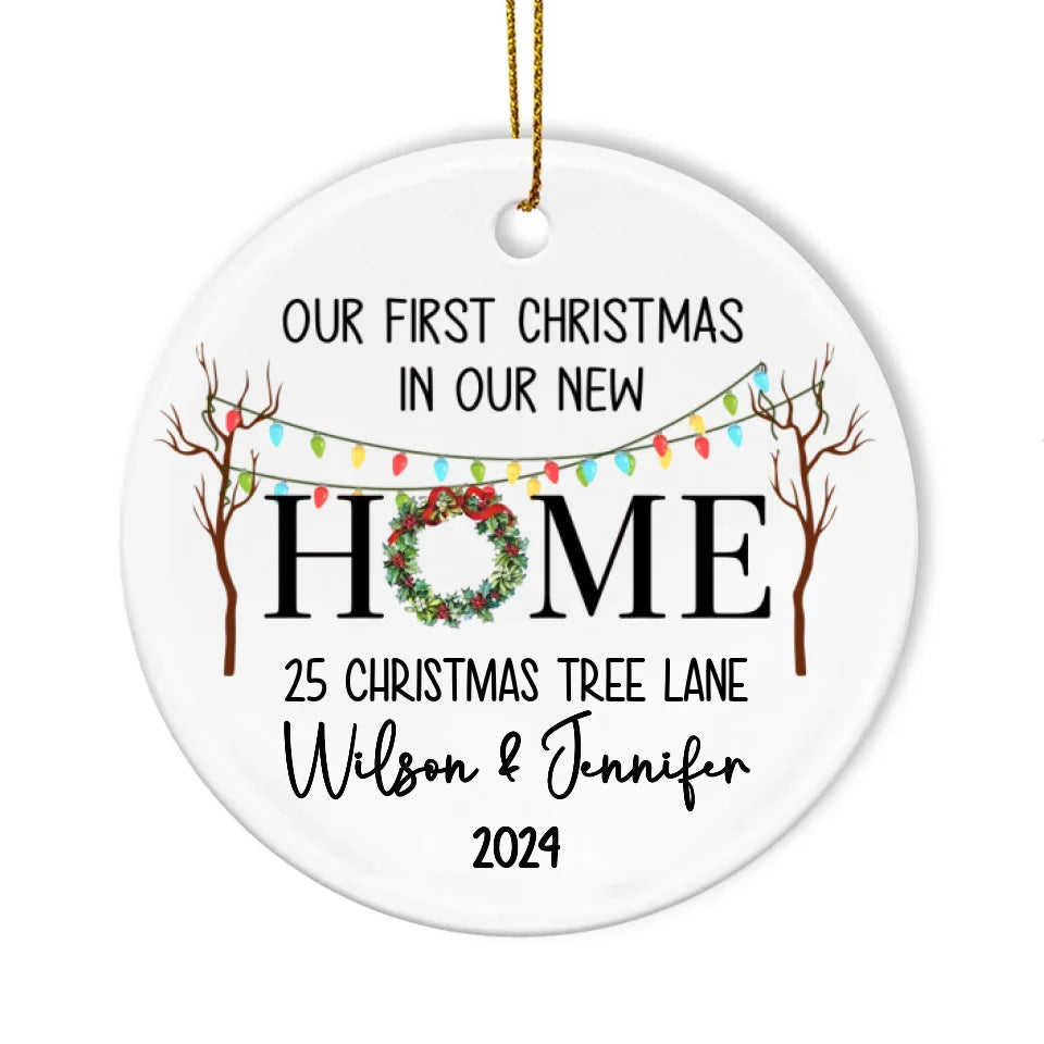 Our First Christmas In New Home - Personalized Ceramic Ornament, Gift For Couple/ New Married - ORN245AN