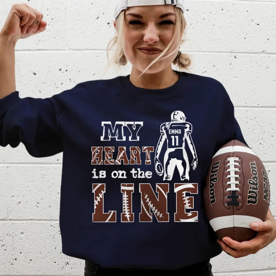 My Heart Is On The Line - Personalized T-Shirt, Football Fan Shirt