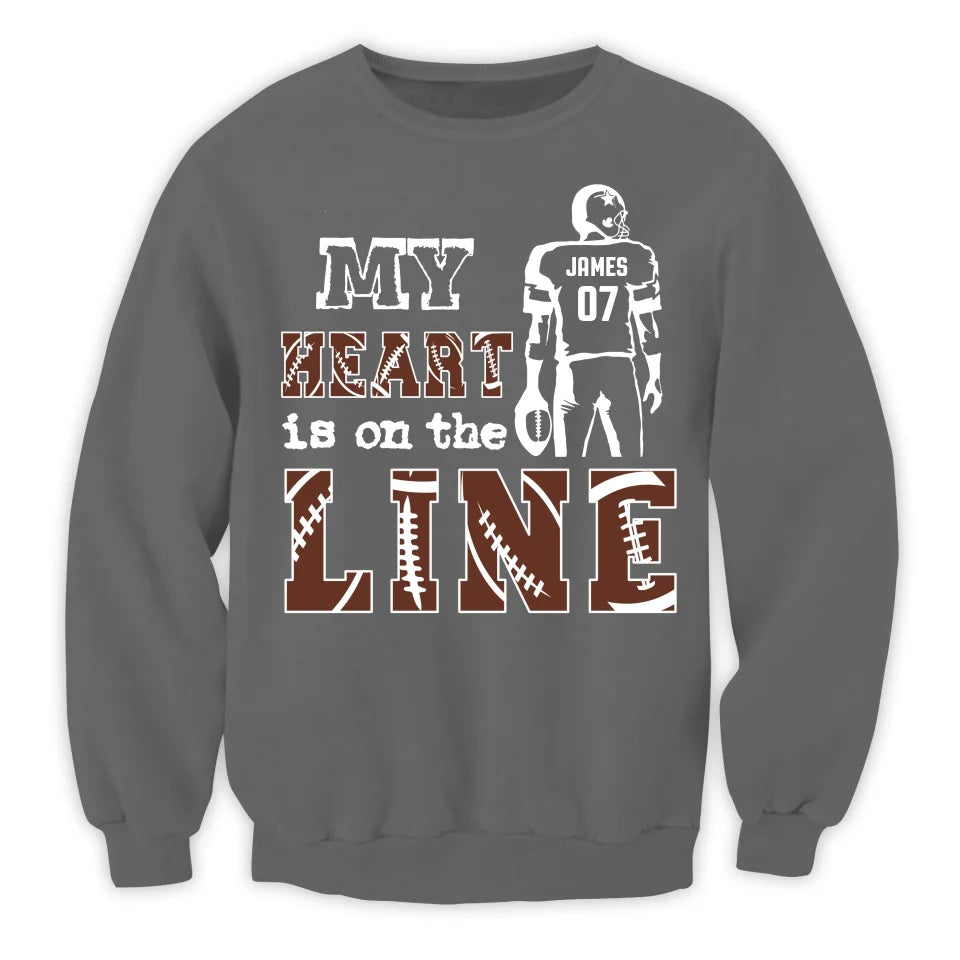 My Heart Is On The Line - Personalized T-Shirt, Football Fan Shirt - TS123YV