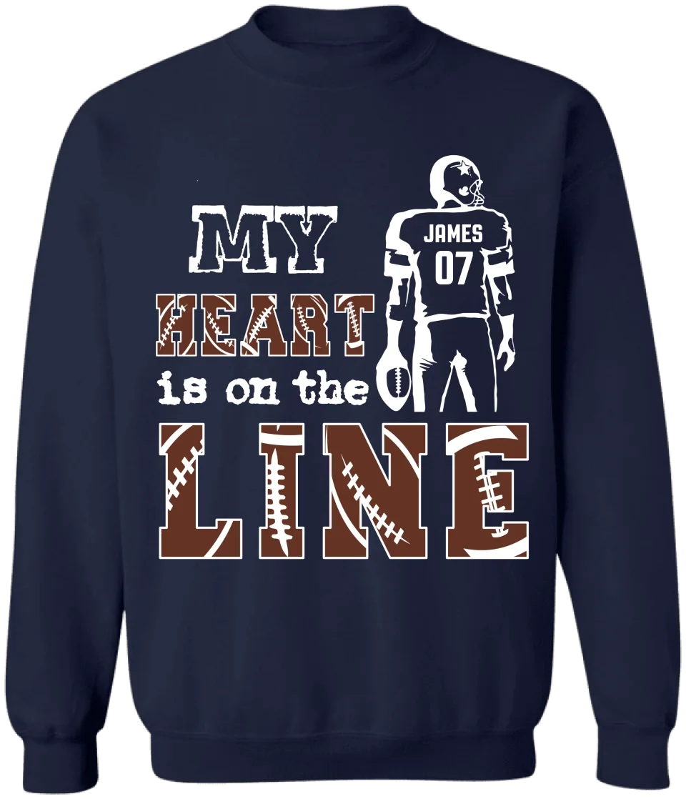 My Heart Is On The Line - Personalized T-Shirt, Football Fan Shirt - TS123YV