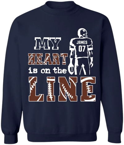 My Heart Is On The Line - Personalized T-Shirt, Football Fan Shirt - TS123YV