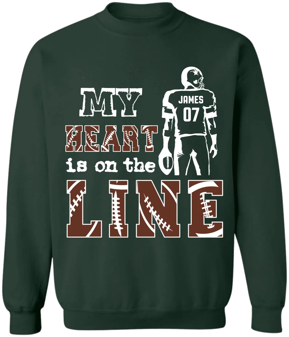 My Heart Is On The Line - Personalized T-Shirt, Football Fan Shirt - TS123YV