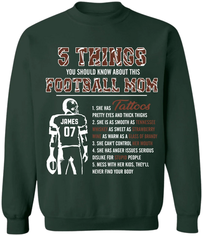 5 Things You Should Know About Football Mom - Personalized T-Shirt, Gift For Football Mom, Funny Shirt, Football Gift Idea - TS279AN
