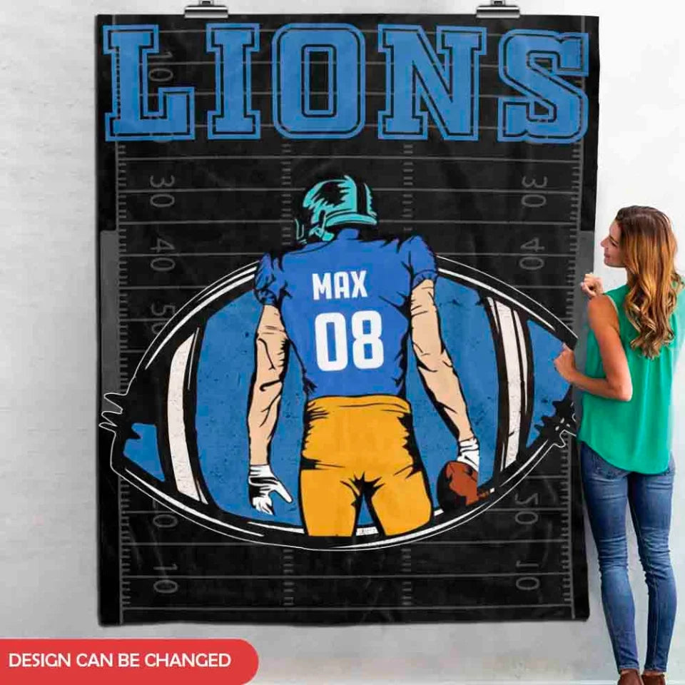 Custom Football Player - Personalized Blanket, Football Fans Gift